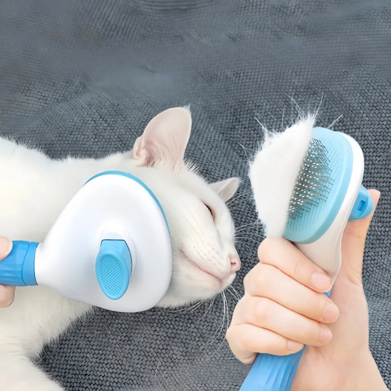 Luxury Cat & Dog Grooming Brush – Professional Deshedding Tool for Long-Haired Pets | Anti-Tangle Stainless Steel Comb with Ergonomic Handle