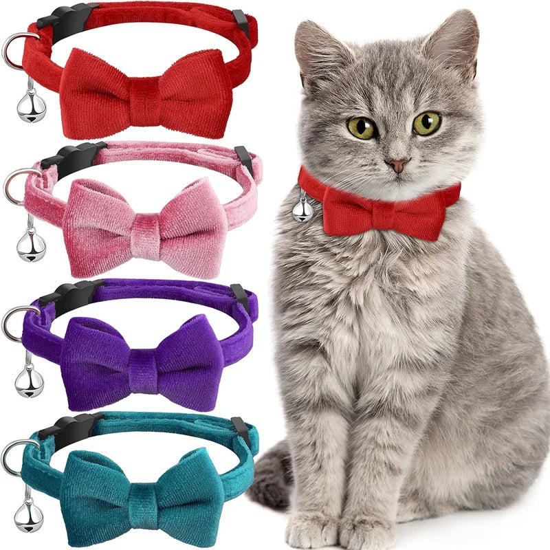 Pet Collars New Pet Bow Bell Collars Cute Cat Collars Pet Supplies Multicolor Adjustable Pets Dressing Tool Pets Accessories