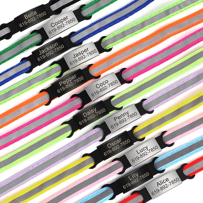 Customized Cat Collar Reflective Cat Collar Free Engraved Puppy Kitten Pet ID Nameplate Necklace With Bell Anti-lost For Cats