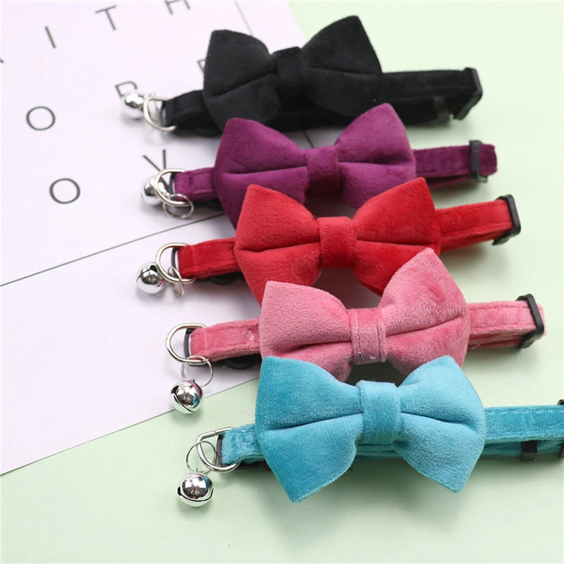 Pet Collars New Pet Bow Bell Collars Cute Cat Collars Pet Supplies Multicolor Adjustable Pets Dressing Tool Pets Accessories
