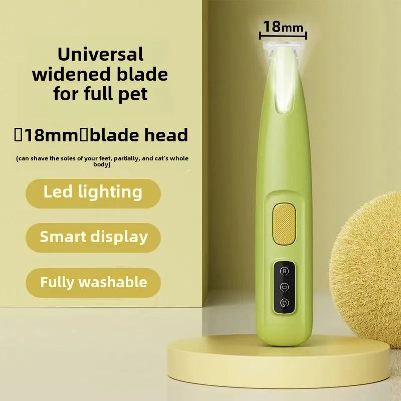 Waterproof Dog Paw Trimmer with LED Light & Display | Wide 18mm Blade | Professional Pet Grooming Clippers
