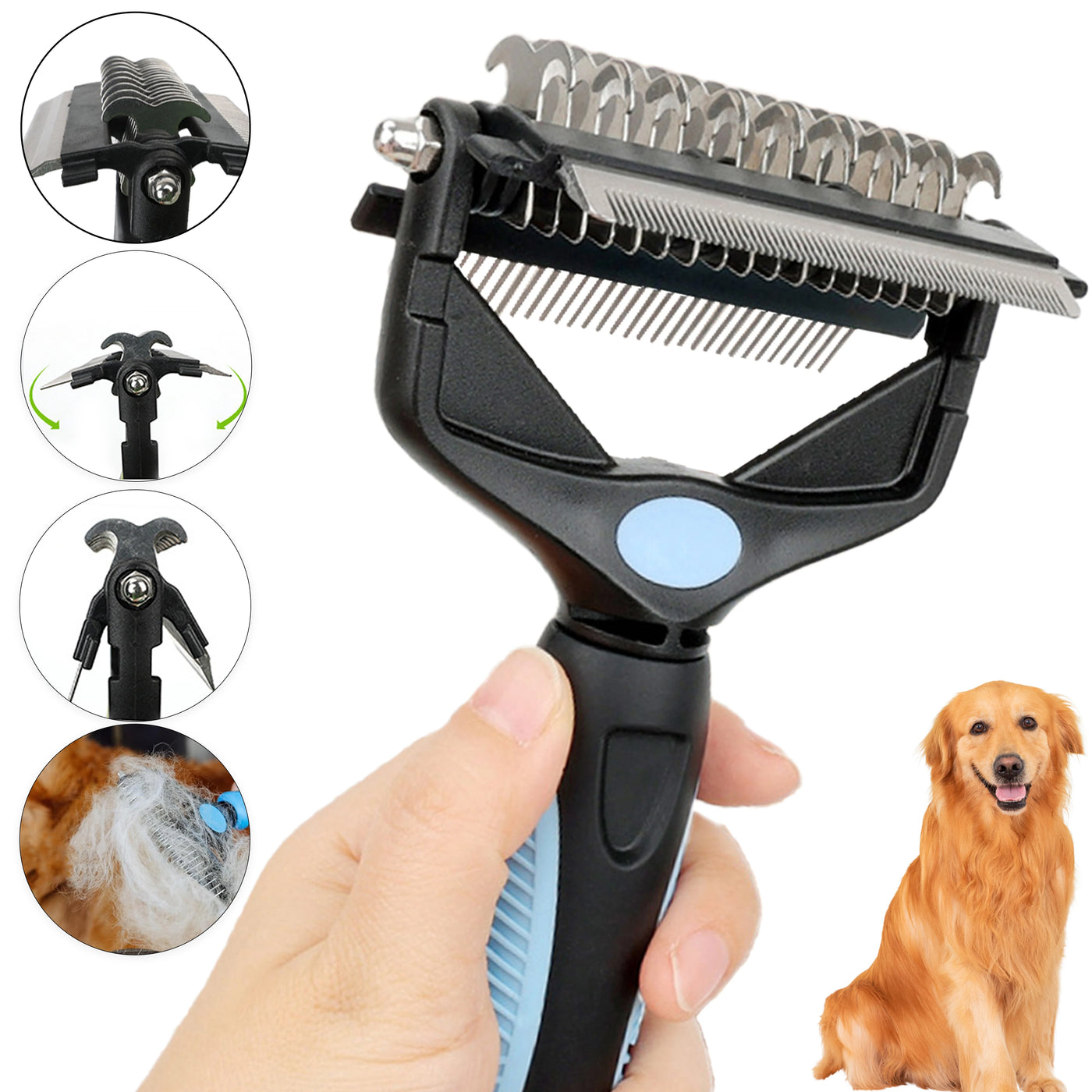 3-in-1 Pet Deshedding & Knot Remover Brush | Dog & Cat Grooming Comb | Fur Shedding Tool