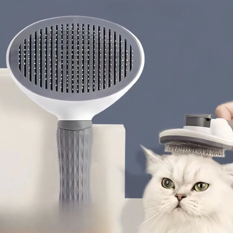 Luxury Cat & Dog Grooming Brush – Professional Deshedding Tool for Long-Haired Pets | Anti-Tangle Stainless Steel Comb with Ergonomic Handle